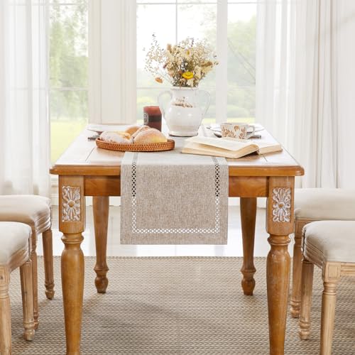 Rustic Burlap Table Runner 13x108 Inches - Coffee Table Decor