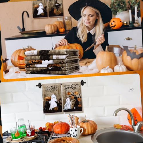 Ganeen Halloween Goth Kitchen Tea Towels - 6 Pack, Scary Cute Washcloths