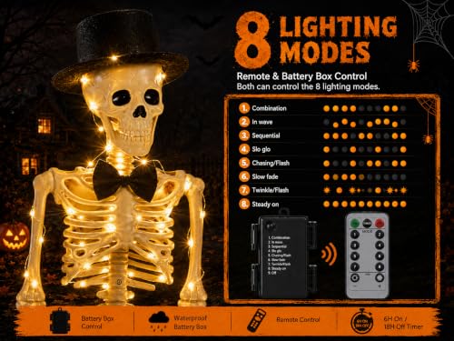 Lighted Halloween Skeleton Family Set - 36 Inch Spooky Yard Decor with Dog & Accessories