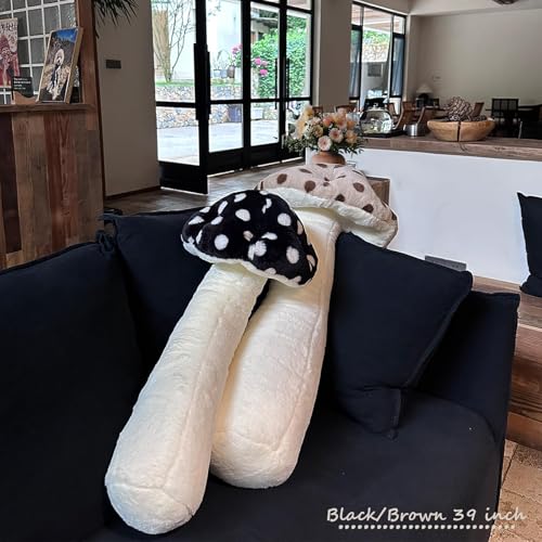 39-Inch Mushroom Plush Pillow - Brown Soft Stuffed Mushroom Shaped Pillow - Home Decor