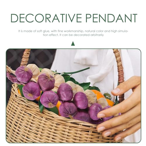 Artificial Garlic Skewers - 43x9.5x5.5cm Faux Garlic String for Farmhouse Decor & Photography Props - Pack of 2