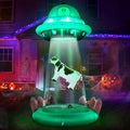 10 FT Halloween Inflatable UFO with Floating Cow - Alien Abduction Scene, Outdoor Decoration