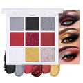 14# Red Eyeshadow Palette - 9 Colors Matte Shimmer Metallic Pressed Powder