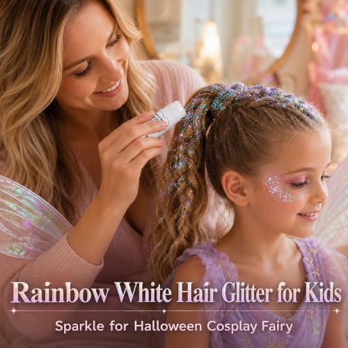 Rainbow White Glitter Stick for Face Hair Body - Sparkly, Mess-Free, Waterproof
