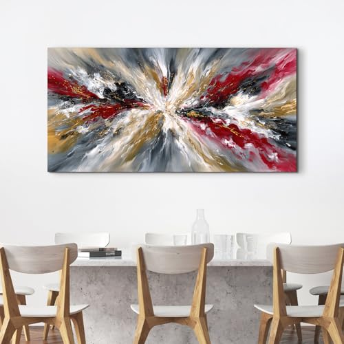 Graffiti Abstract Wall Art Canvas - 40x20 Inch Modern Home Decor with Red Black and Gold Accents - Variation of THIS listing