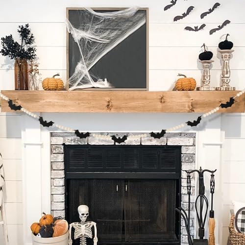 Halloween Felt Bats and Wooden Beads Garland for Indoor Decor