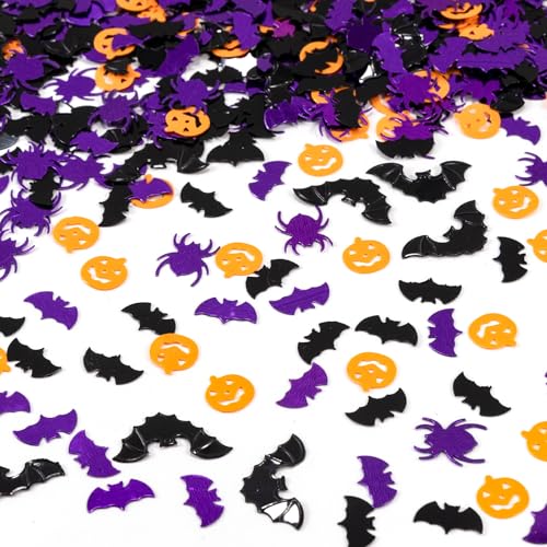 Halloween Party Table Scatter Confetti - Purple Black Bat Foil Decorations - 3000 Pcs