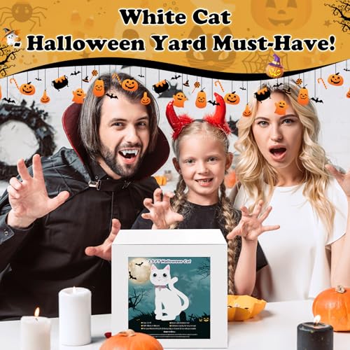 Inflatable Halloween White Cat Decoration - 3.5FT Yard & Indoor Decor with LED Lights - Variation: White Cat
