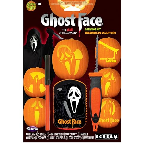 Halloween Pumpkin Carving Kit with Ghost Face Stencils and Tools