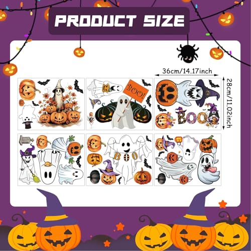 Halloween Wall Stickers and Window Clings 6 Sheets - Spooky Bat Pumpkin Decals - Variation 2