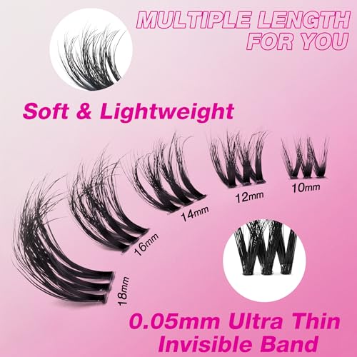 3D Fluffy Eyelash Clusters - VBmuse / 10-18mm Eyelash Extensions for Natural Look