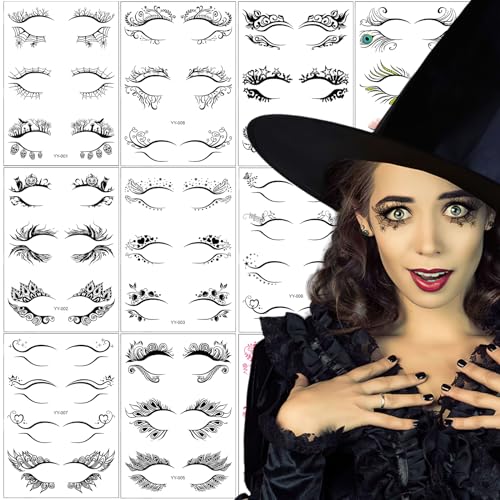 Halloween Face Eye Shadow Stickers & Tattoo Decals - Spider Web Skull Bat