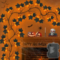 LED Willow Vine Garland with Orange Lights - Halloween Indoor Decor, 6Ft, 54 Lights, 8 Modes & Timer