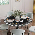 Halloween Fitted Round Tablecloth - Trick Or Treat Quotes Waterproof Cover with Elastic Edge, 45-54 Inch, Black
