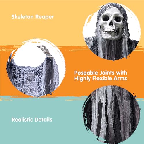 Halloween Hanging Grim Reaper Decorations Set - 55" & 35.4" Spooky Yard Props