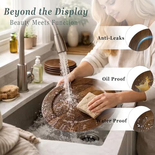 30 Count 13-Inch Faux Wood Charger Plates Set for Dinner Table Decor