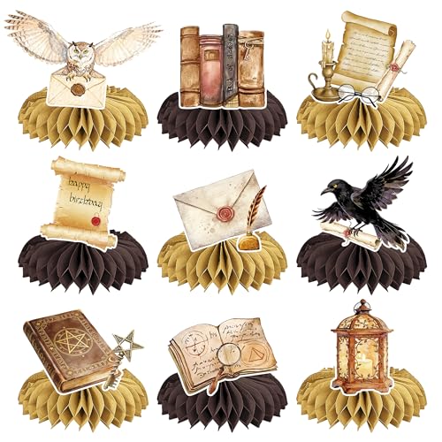 Magical Wizard Honeycomb Centerpieces Set for Party Decorations - 12 Pieces