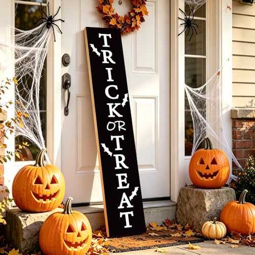 Halloween Porch Sign Outdoor Wooden Decor 46.8 Inch Trick or Treat Welcome