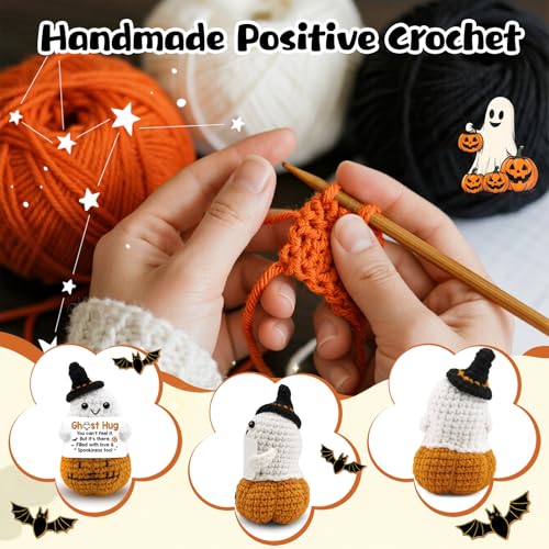 Halloween Crochet Gift Set - Boo Basket Filler with Ghost & Pumpkin Charm