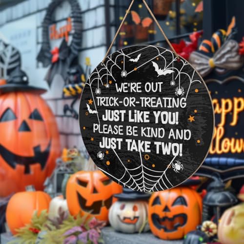 Halloween Welcome Sign Decor for Front Door - Fall Farmhouse Style - Variation D