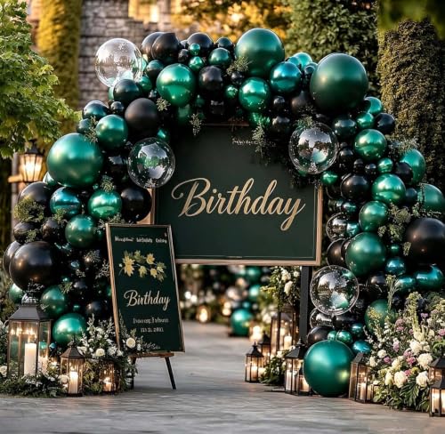 Black Green Balloon Garland Dark Emerald & Matte Black Balloons - Variation of THIS Listing: Bobo