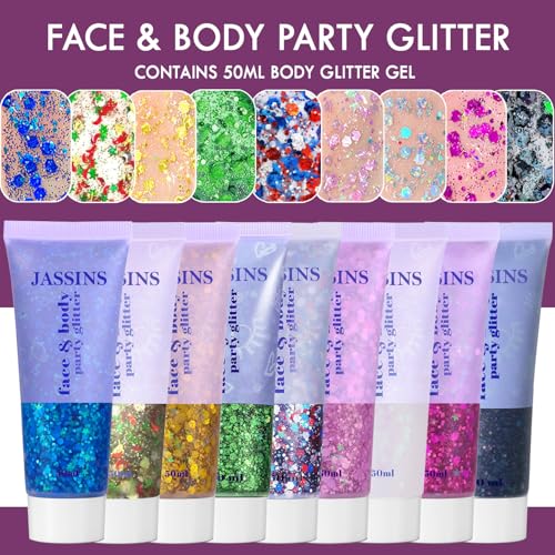 Black & White Body Glitter Gel - 2PCS Halloween Face & Body Makeup Glitter