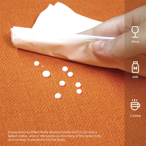 Waterproof Linen Look Table Runner - Vibrant Orange 14x95 Inch, Easy Care