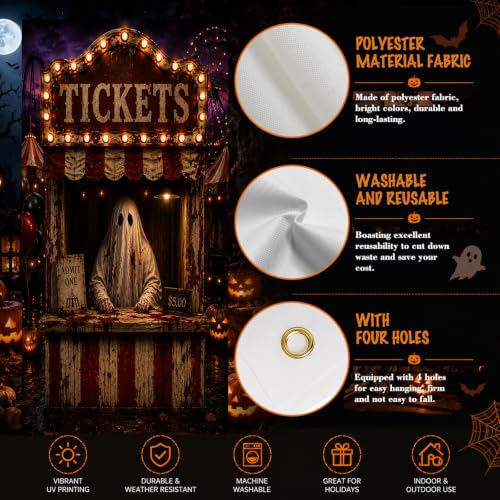 Carnival Ticket Door Cover - Halloween Decor, 71x35 Inches, Polyester, Variation CC01672