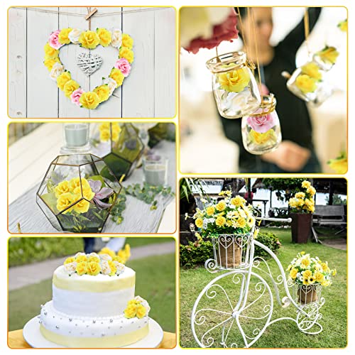 Mini Artificial Yellow Roses Set - 50 Silk Fake Flowers for Decor, Boutonnieres, & Crafts