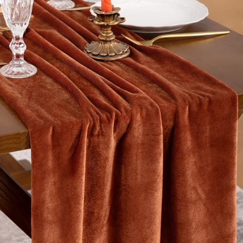 4 Pack Velvet Table Runners 20 x 120 Inches Fall Wedding Decor Luxurious