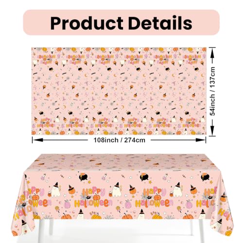 Halloween Tablecloths Set of 3 Pink Ghost Boo Theme Waterproof Disposable Party Decor