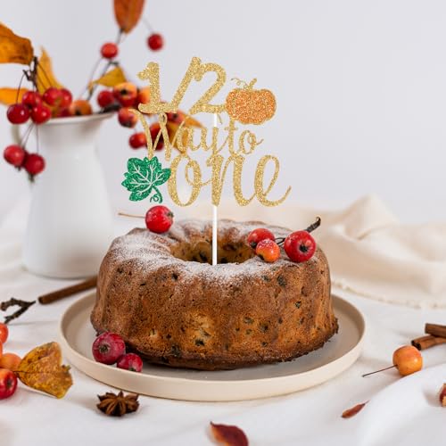 Fall Pumpkin Cake Topper Half Way to One Birthday Decor for Autumn Celebrations