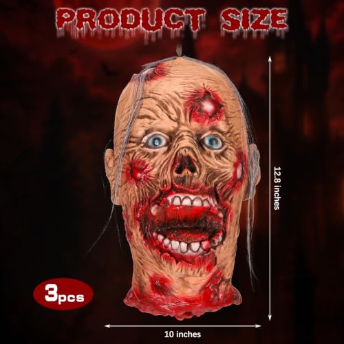 Halloween Zombie Head Props Set - Basic 10 x 12.8 Inches, 3 Pieces