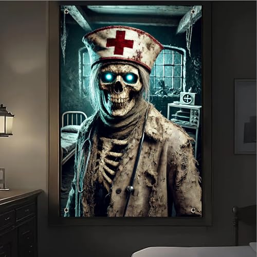 Halloween Zombie Nurse Window Banner 31x47 Inch - Spooky Medical Scene - Colorful Variation 8