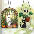 Halloween Ghost & Black Cat Suncatchers Set - Boo Variation