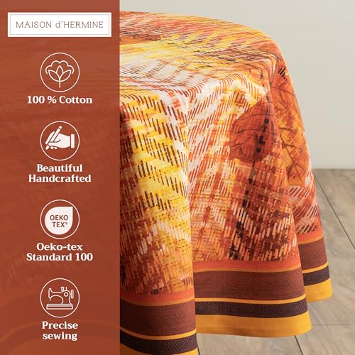 Maison d'Hermine 69-Inch Round Cotton Table Cloth - Thanksgiving Tartan Variant