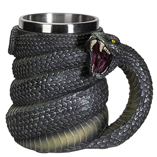Serpent Snake Coffee Mug 16 fl oz with Removable Stainless Steel Insert - Green Anaconda Drinkware