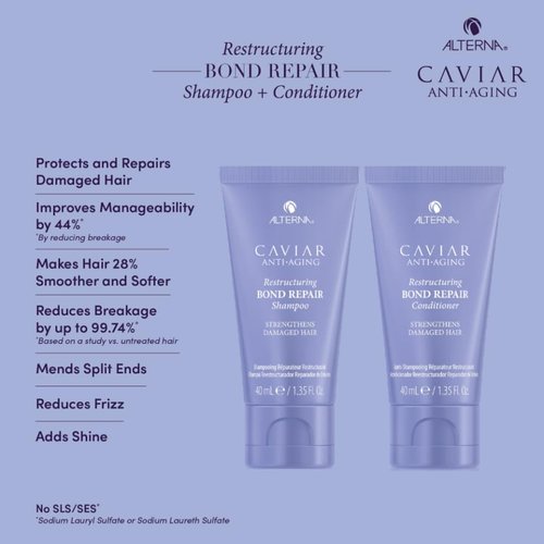 Alterna Haircare CAVIAR Anti-Aging Bond Repair Travel Kit - Strengthens & Protects Damaged Hair