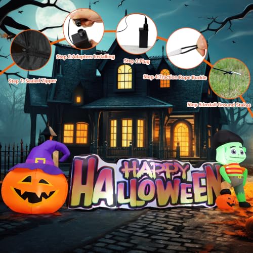 11 FT Halloween Inflatable Pumpkin Zombie Yard Decoration with LED Lights