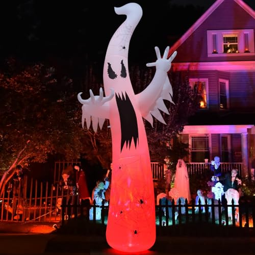 12 Ft Inflatable Ghost Halloween Decoration with LED Flame Lights Outdoor Yard Spooky Scene