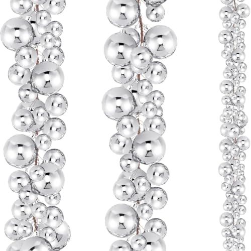 Mixed Silver Christmas Ball Garland Set - 15 Ft Decor, 2 Pcs