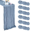 Dusty Blue Cheesecloth Table Runner 35x120 Inch Set of 6 - Rustic Boho Summer Wedding Decor