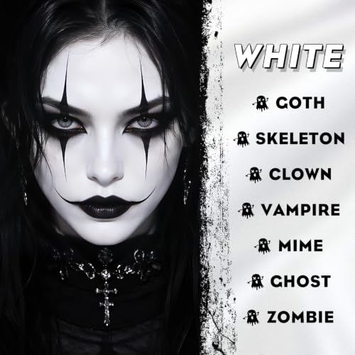 White Liquid Foundation for Halloween & Stage Makeup, Full Coverage, Long Lasting, Blendable Base for SFX, Clown, Zombie, Ghost