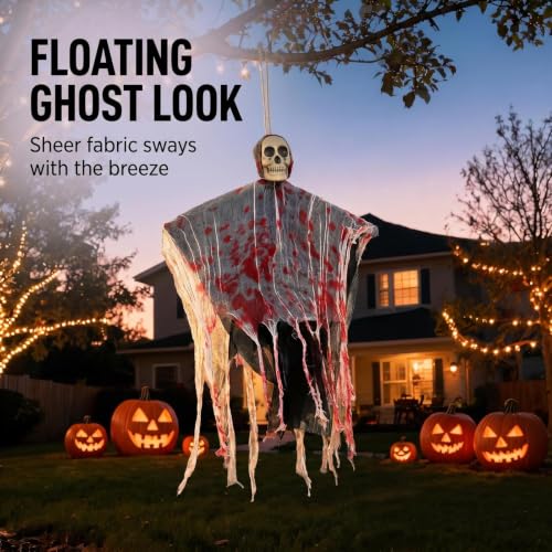 Spooky Hanging Skeleton Ghost Decorations Set for Halloween Indoor Outdoor Yard