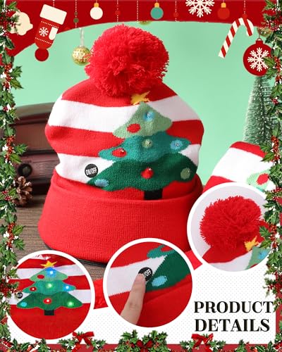 Xmas Tree Pattern Christmas Hat with Scarf Set - Santa Beanie & Knit Accessory for Holiday Party