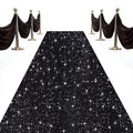 Black Sequin Aisle Runner for Wedding Ceremony 2ft x 15ft - Modern Glitter Carpet with Tapes - Black