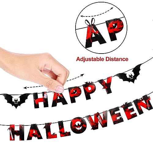 Halloween Bat Banner with 12 3D Stickers - Spooky Party Decorations