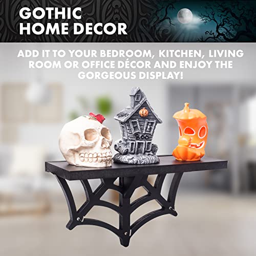 Gothic Spider Web Wall Shelf with Hooks - Halloween Halloween Decor for Home & Kitchen