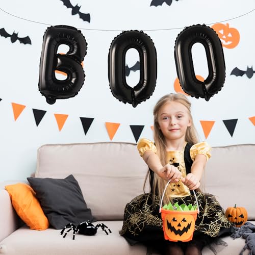 Black 'BOO' Letter Balloons - 16-Inch Mylar Halloween Decorations