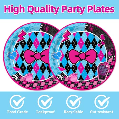 Monster Party Supplies Set for 20 Guests - Skull Plates & Napkins